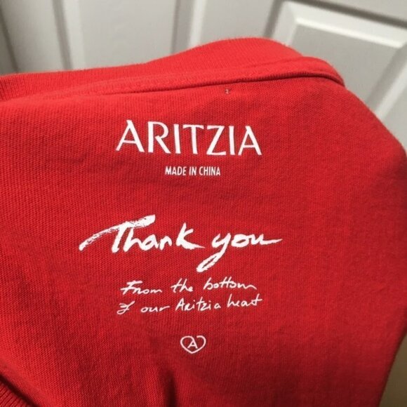 ARITZIA Red Thank You Heart T-Shirt Top - Picture 5 of 8
